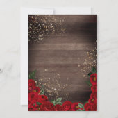 Charra Rustic Red Roses Glitter Dress Quinceañera Kaart (Achterkant)