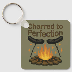 Charred to Perfection Grappige kampvuur hotdog Sleutelhanger