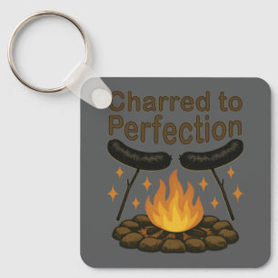 Charred to Perfection Grappige kampvuur hotdog Sleutelhanger