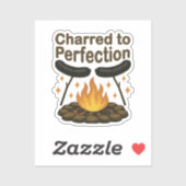 Charred to Perfection Grappige kampvuur hotdog Sticker (Vel)