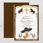 CHARRO BAUTIZO INVITATIES KAART (Voorkant / Achterkant)