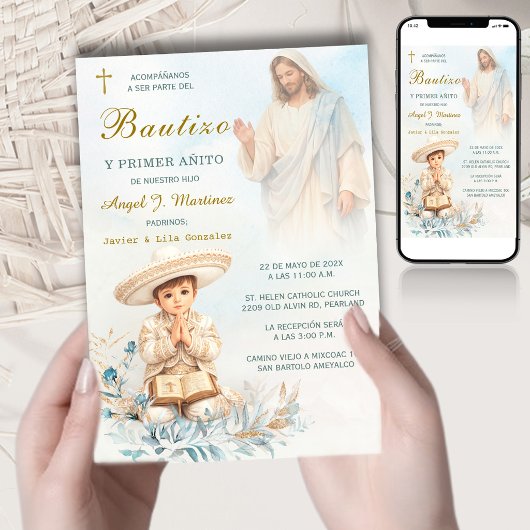 Charro Bautizo Y Primer Añito Niño Kaart