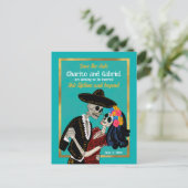 Charro Catrina Sugar Skulls Blauwgroen Save the Da Briefkaart (Staand voorkant)
