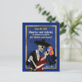 Charro Catrina Sugar Skulls Blue Save the Date Briefkaart (Staand voorkant)