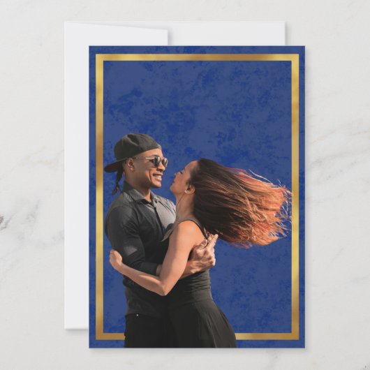 Charro Catrina Suikerschedels Dans Blauw Verloving Kaart (Achterkant)