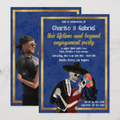 Charro Catrina Suikerschedels Dans Blauw Verloving Kaart (Voorkant / Achterkant)