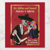 Charro Catrina Suikerschedels Dansen Rood Wijn Etiket (Enkel label)