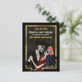 Charro Catrina Suikerschedels Zwart Save the Date Briefkaart (Staand voorkant)