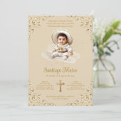 Charro doop uitnodiging – Jongen – Tan & Goud (Staand voorkant)