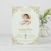 Charro doop uitnodiging – Jongen – Wijze & Goud (Staand voorkant)