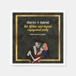 Charro en Catrina Sugar Skulls Zwart Servet