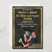 Charro en Catrina Suikerschedels Dansen Huwelijk Kaart (Voorkant)