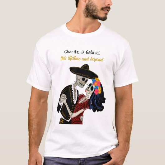 Charro en Catrina Suikerschedels Dansen Licht T-shirt (Voorkant)
