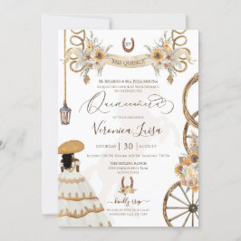Charro Floral Boho Rustic Land Quinceanera Invi Kaart