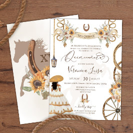 Charro Floral Boho Rustic Land Quinceanera Kaart