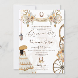 Charro Floral Boho Rustic Land Quinceanera Kaart