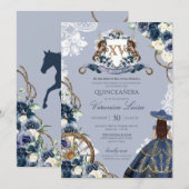 Charro Horse Crest Royal Navy Blue Quinceanera Kaart (Voorkant / Achterkant)