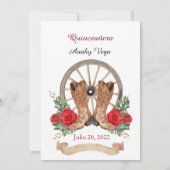 Charro Huapango Quinceanera Invitation, Red Roses Kaart (Achterkant)