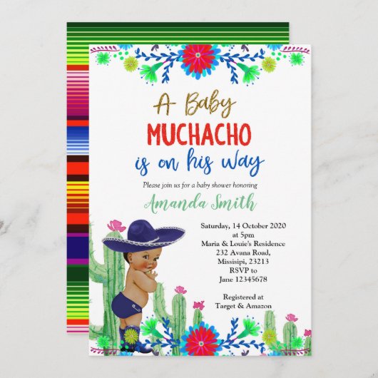 Charro Muchacho Mexican Boy Baby shower Kaart (Voorkant / Achterkant)