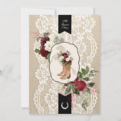 Charro Quinceanera Red Burgundy Floral Birthday Kaart (Achterkant)