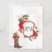 Charro Quinceañera Red Rose Westerne prinses Gown Kaart (Achterkant)