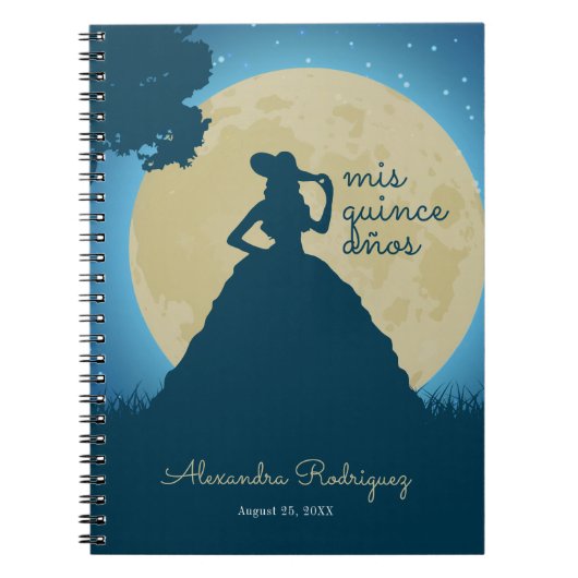 Charro Silhouette met Moon Quinceanera Notitieboek (Voorkant)