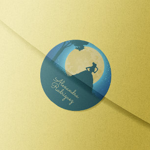 Charro Silhouette met Moon Quinceañera Ronde Sticker