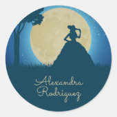 Charro Silhouette met Moon Quinceañera Ronde Sticker (Voorkant)