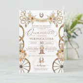 Charro Sunflower Country Rustic Floral Quinceanera Kaart (Staand voorkant)