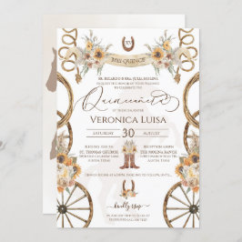 Charro Sunflower Country Rustic Floral Quinceanera Kaart