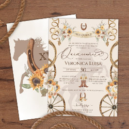 Charro Sunflower Country Rustic Floral Quinceanera Kaart
