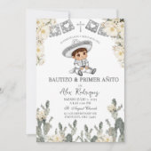 Charro Zilver Wit Mexicaanse Bautizo Y Primer Anit Kaart (Voorkant)