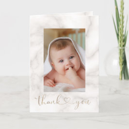 Charte White Flowers Gold Cross Foto Christening Bedankkaart