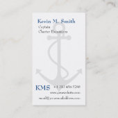 Charter Boot Kapitein Anker Blauw en Wit Visitekaartje (Achterkant)