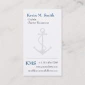 Charter Boot Kapitein Blauw en Wit Anker Visitekaartje (Achterkant)