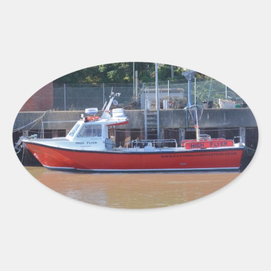 Charterboot High Flyer Ovale Sticker (Voorkant)