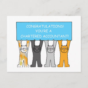 Chartered Accountant Gefeliciteerd Cartoon Cats Briefkaart