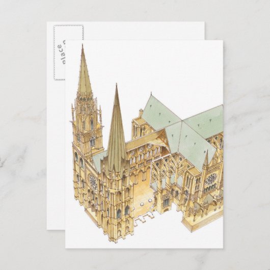 Chartres Cathedraal. Frankrijk Briefkaart (Voorkant / Achterkant)