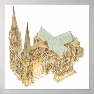 Chartres Cathedral Frankrijk Poster