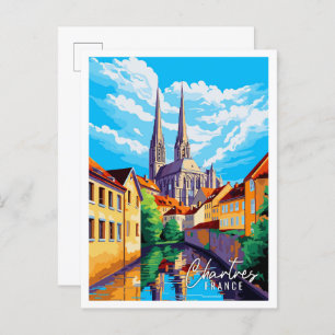 Chartres Frankrijk vintage reisillustratie Briefkaart