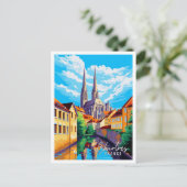 Chartres Frankrijk vintage reisillustratie Briefkaart (Staand voorkant)