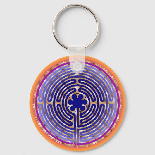 Chartres Labyrint Parel Licht Paden Sleutelhanger (Voorkant)