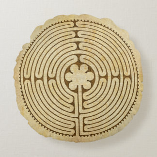 Chartres Labyrinth antiek stijl 1 + uw ideeën Rond Kussen
