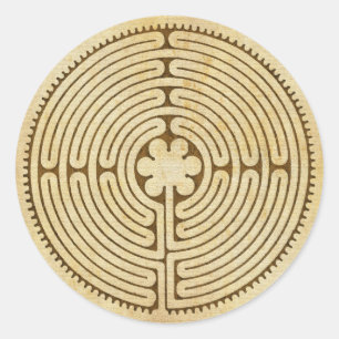 Chartres Labyrinth antiek stijl 1 + uw ideeën Ronde Sticker