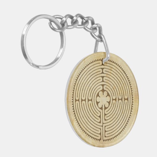 Chartres Labyrinth antiek stijl 1 + uw ideeën Sleutelhanger (Voorkant Links)