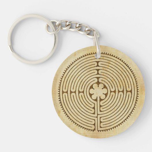 Chartres Labyrinth antiek stijl 1 + uw ideeën Sleutelhanger (Voorkant)
