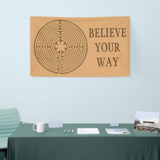 Chartres Labyrinth antiek stijl + uw ideeën Spandoek (Beurs)