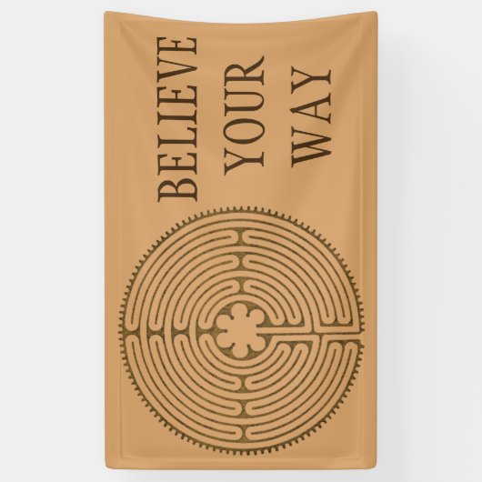 Chartres Labyrinth antiek stijl + uw ideeën Spandoek (Verticaal)