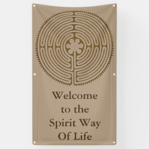 Chartres Labyrinth antiek stijl + uw ideeën Spandoek