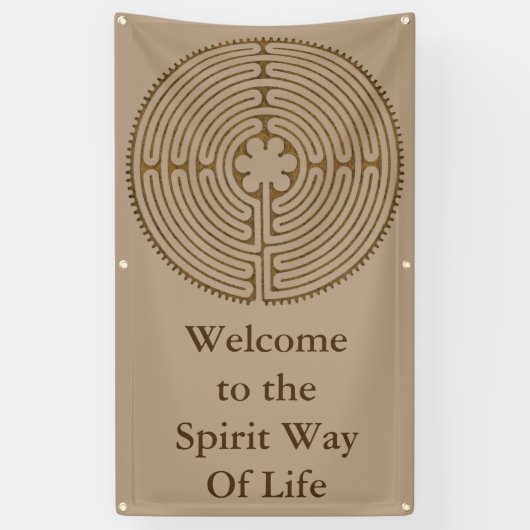 Chartres Labyrinth antiek stijl + uw ideeën Spandoek (Verticaal)